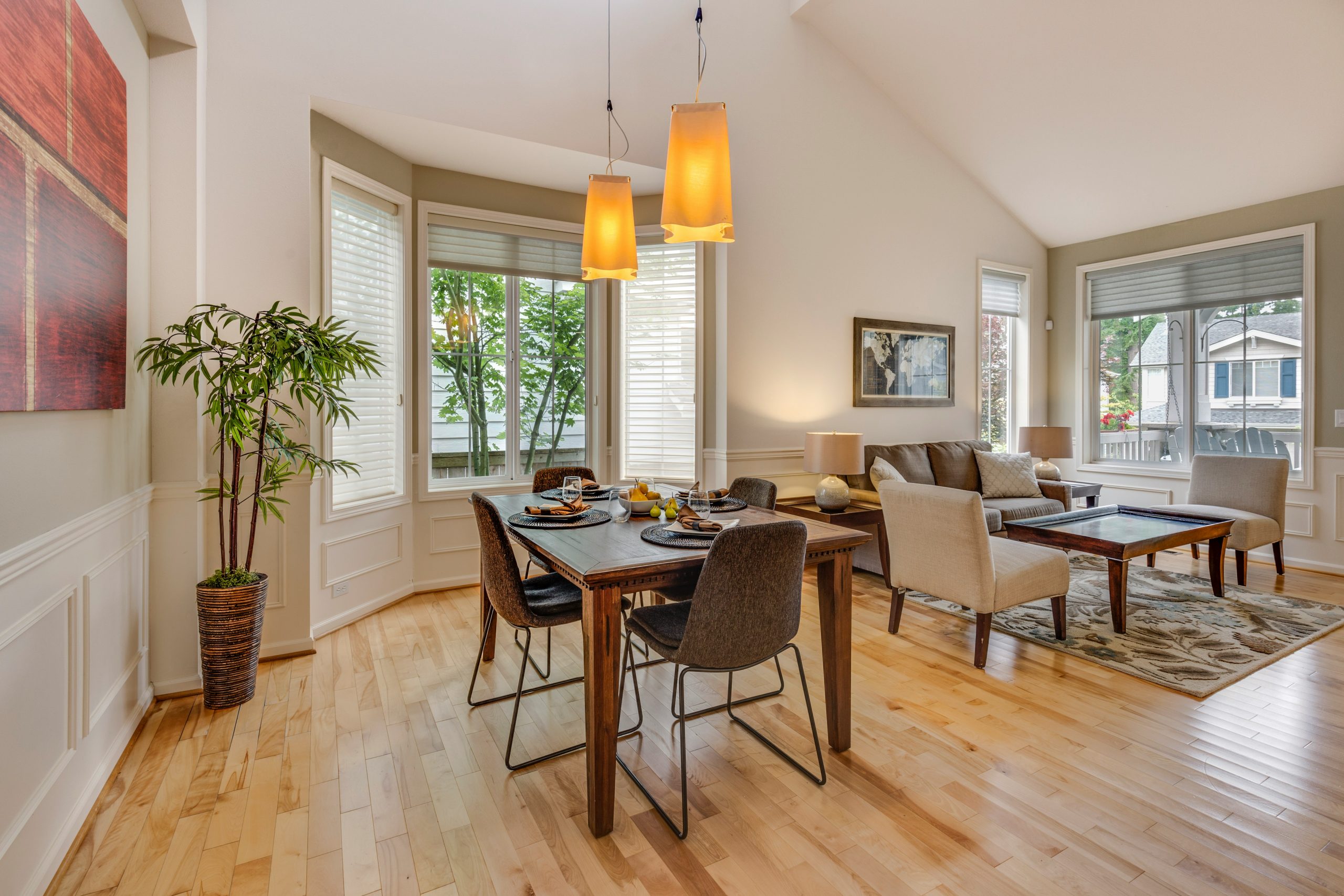 Bright, professionally staged living room in a San Diego home prepared for sale with modern furnishings and abundant natural light.